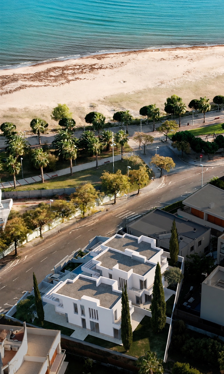 Aerial view of Renoir 26 near the sea