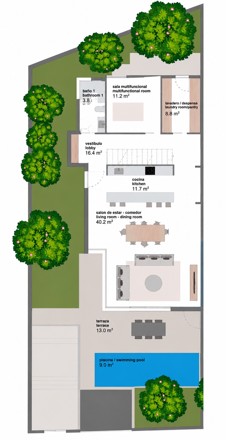 Plano Casa Sur, planta baja